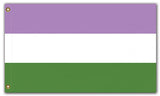 Genderqueer Pride Flag, Queer Identity Nonbinary LGBTQ GBTQIA LGBTQX-High quality, professionally printed polyester Pride banner pole flag in your choice of size and style - single or double sided with either grommets or pole pocket. 2x1 / 1x2 ft, 3x2 / 2x3 ft, 3x5 / 5x3 ft or custom size by request. Transgender LGBT LGBTQ LGBTQIA LGBTQX Trans Rights Equality Protest. Resist United.-5 ft x 3 ft-Standard-Grommets-