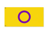 Intersex Pride Flag, Yellow and Purple LGBTQ LGBTQIA LGBTQX Custom-High quality, professionally printed polyester Pride pole banner flag in your choice style - single or double sided with either grommets or pole pocket. 2x1 / 1x2 ft, 3x2 / 2x3 ft, 3x5 / 5x3 ft or custom size. Customizable LGBT LGBTQ LGBTQIA LGBTQX Sexual Gender Identity Visibility Rights Equality. Resist United.-2 ft x 1 ft-Standard-Grommets-