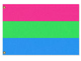 Polysexual Pride Flag, Custom LGBTQ LGBTQIA LGBTQX Pole Banner Flag-High quality, professionally printed polyester flag in your choice of size and style, single or fully double-sided with blackout layer, grommets or pole pocket / sleeve. 2x1ft / 1x2ft, 3x2ft / 2x3ft, 5x3ft / 3x5ft, custom. Fully customizable. Polysexual Poly Sexuality LGBT LGBTQ LGBTQIA LGBTQX Pride Pole Banner Flag-