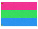 Polysexual Pride Flag, Custom LGBTQ LGBTQIA LGBTQX Pole Banner Flag-High quality, professionally printed polyester flag in your choice of size and style, single or fully double-sided with blackout layer, grommets or pole pocket / sleeve. 2x1ft / 1x2ft, 3x2ft / 2x3ft, 5x3ft / 3x5ft, custom. Fully customizable. Polysexual Poly Sexuality LGBT LGBTQ LGBTQIA LGBTQX Pride Pole Banner Flag-3 ft x 2 ft-Standard-Grommets-