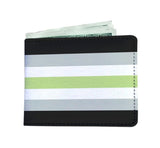 -Bi-fold wallet made of environmentally friendly, faux-leather material with built-in RFID protection. This item is made-to-order and ships from abroad. Please allow 2 - 4 weeks for delivery. Agender Nonbinary Non-Binary Enby LGBTQ LGBTQIA LGBTQX Pride-