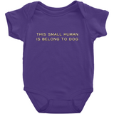 -High quality Rabbit Skins infant snap bodysuit. Solid colors are 100% combed ringspun cotton, heather colors are 90/10 combed ringspun cotton and polyester. Double-needle ribbed bindings, 3 snap closure. Shipped from the USA. Funny one piece unisex baby snapsuit creeper crawler dogs doggie puppy woof you-Purple-NB-