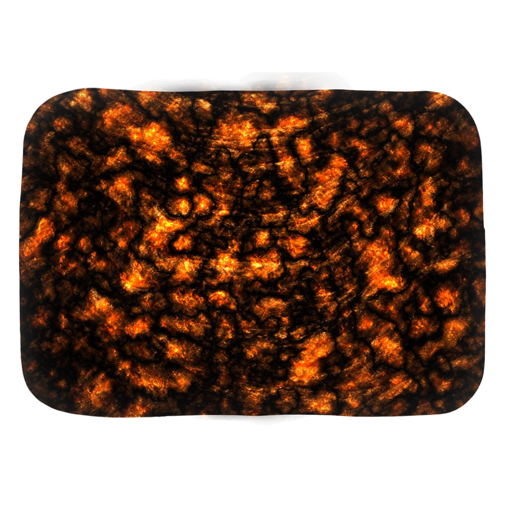 Hot Lava Bathmats, Realistic Simulated Lava Pattern, Tropical Kitsch-Soft microfiber topped polyester bath mat with non-sip rubber bottom. High quaity materials, colorfast and fade resistant image. Fun unique realistic volcanic lava pattern bathmat. Great for retro tropical tiki luau island kitsch party decor, playful prehistoric jurassic dinosaur, volcano or videogame themed bathrooms. -24x17 inch-