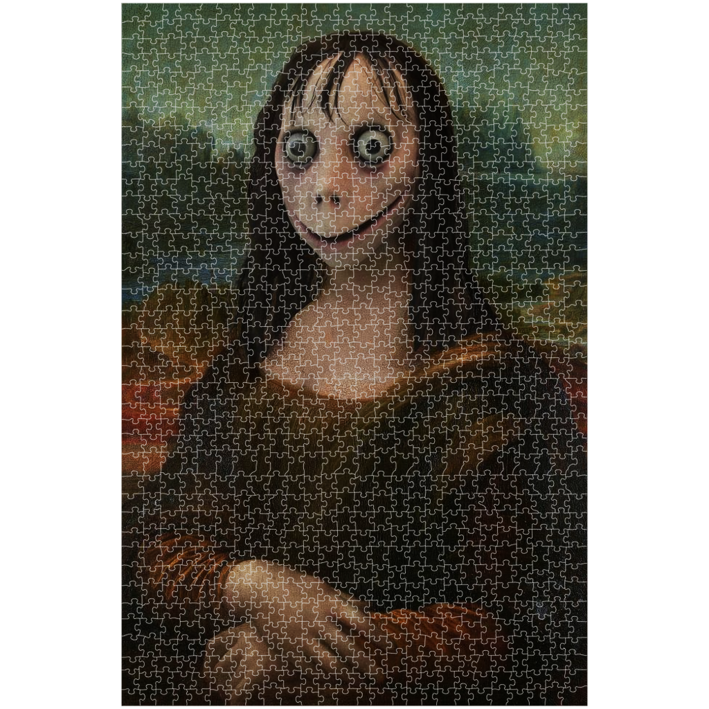 -High quality Momo Mona Lisa jigsaw puzzle. Available in 520 piece 16x20" and 1014 piece 20x30" sizes. These puzzles are made-to-order and typically ship in 2-3 business days from the USA.
Funny creepy weird wtf momo monster meme gift-1014pcs / 20x30"-