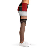 Funny Naughty Santa Leggings, Sexy All-Over-Print Christmas Cosplay-Premium polyester and spandex blend four-way stretch costume / cosplay leggings. Squat-proof with elastic waistband and microfiber stitching. Free Shipping Worldwide. Christmas holiday naughty elf sexy Santa cosplay roleplay costume leggings. All over print, bare legs with xmas costume unisex womens juniors-
