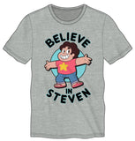 Steven Universe Believe in Steven Tee, Officially Licensed Shirt-Heather Gray-S-
