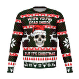 -Funny all-over-print unisex sweatshirt made of soft and comfortable cotton/polyester/spandex blend with brushed fleece interior. Each panel is individually printed, cut and sewn to ensure a flawless graphic that won't crack or peel. 

Mens womens Christmas pullover jumper ugly sweater print skull skeleton gothic xmas-