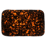 Hot Lava Bathmats, Realistic Simulated Lava Pattern, Tropical Kitsch-Soft microfiber topped polyester bath mat with non-sip rubber bottom. High quaity materials, colorfast and fade resistant image. Fun unique realistic volcanic lava pattern bathmat. Great for retro tropical tiki luau island kitsch party decor, playful prehistoric jurassic dinosaur, volcano or videogame themed bathrooms. -34x21 inch-