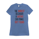 -Women's style Bella+Canvas, longer length, slim fit crew neck t-shirt in darker colors. Airlume combed and ring-spun cotton. Made to order, shipped from the USA

Women's rights equality Keep Abortion Legal pro-choice Healthcare her body her choice Roe v Wade SCROTUS bans off our bodies PERSIST and Resist United ERA NOW-Heather Columbia Blue-S-