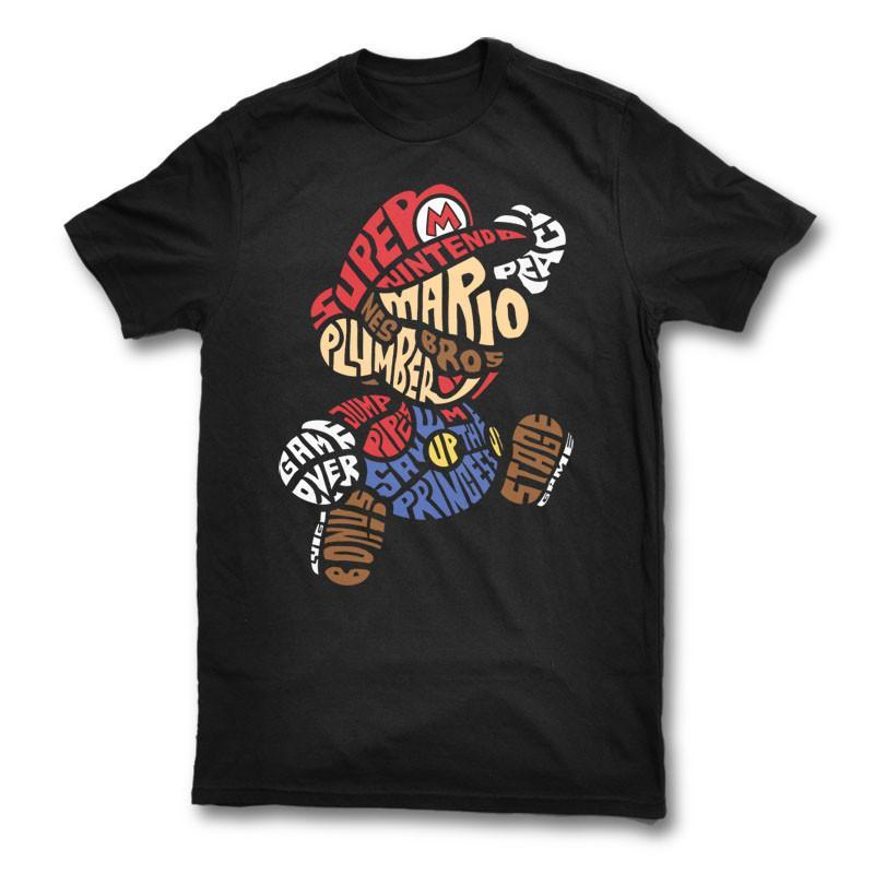 Super Mario Typography Tee-S-BLACK-