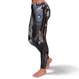 Cyborg Leggings - High Quaity All Over Print Costume Cosplay Leggings-Premium polyester and spandex blend four-way stretch costume / cosplay leggings. Squat-proof with elastic waistband and microfiber stitching. Free Shipping Worldwide from abroad. Sci-fi / Science Fiction LARP sexy unique robot android comfortable AOP leggings.-