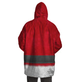 Santa Claus Costume Snug Blanket Hoodie, Warm Christmas Snuggle Wrap-A one-size fits all wearable blanket. This snug blanket hoodie is crafted from an outer silky micro-mink (faux) exterior, Ultra soft microfiber fleece interior lining. Unisex, One size fits all Teens & Adults up to size 4X. Made-to-order. 2 weeks to USA. Funny casual Christmas cosplay Santa suit. All over Print blanket-ONSIZE-