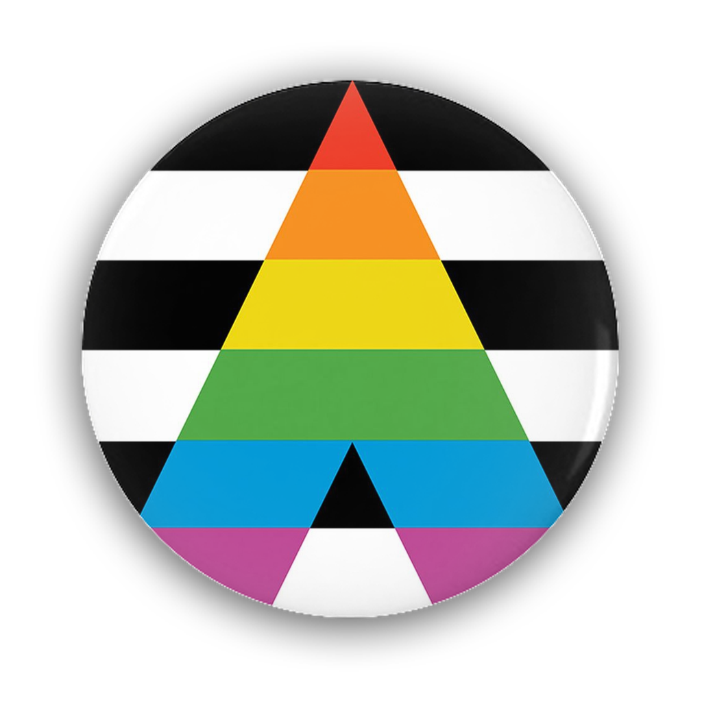 -Brand New pinback button in your choice of size. Scratch and UV resistant mylar with standard button back.This item is made-to-order and typically ships in 3-5 business days from the US. 

Straight lgbt lgbtq lgbtqx allies pflag parents friends family gay lesbian bisexual trans nonbinary gender sexuality equality -1.25 inch Round Button-
