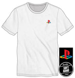 PLAYSTATION Classic Chest Logo Tee, Official Retro PSX Mens/Unisex-WHITE-S-