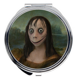 -Round or square silver compact mirror with high quality printed image. 

Portable purse makeup accessory bff gift Creepy weird funny momo meme creepypasta fine art memes Da Vinci painting bizarre scary halloween haunted house portrait joke viral challenge disturbing face bird woman beautify beauty weirdo goth gothic-Round-2x2 inch-