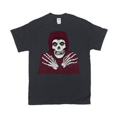 Crmson Ghost Graphic Tee, Classic Horror Icon, Small to 5X, Low Prices-100% cotton Gildan fine jersey fitted unisex tee. 3-5 days from USA. Crimson Ghost classic serial horror film icon. Skeleton with hooded skull, crossed skeletal hands. This skull faced fiend is the perfect grim reaper for punk rock pirates and misfits though few today would desire a post Cyclotrode X world. Haloween-Black-Small (S)-