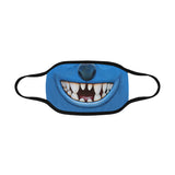 Six-Two-Six Cloth Face Mask, 626 Cartoon Smile - Kids or Adults -Fun & funny reusable cloth face mask. A friendly and familiar cartoon smile resembling a certain blue alien creature / experiment. Polyester fabric and elastic cover for CDC recommended face masks. Can use as a cover for surgical masks and respirators. Ideal or parents, kids, children's doctors or nurses. Free Shipping.-