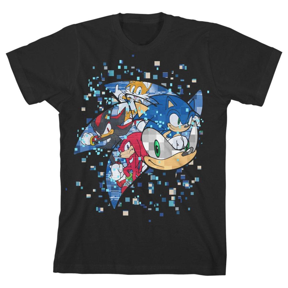SONIC THE YOUTH Team Sonic Pixel Burst Graphic Tee Officially Licensed-BLACK-XS-