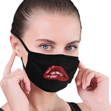 Oh, Rocky! Cloth Face Mask Cover - 3 Sizes - Cult Classic Horror Lips-Fun & funny reusable cloth face mask. Unique bold red mouth biting lip on black, an iconic reminder of a cult classic camp glam transgender rock 'n roll musical horror film / theater production / picture show Polyester fabric and elastic cover for CDC recommended face mask or cover for surgical masks and respirators.-