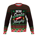-Funny all-over-print unisex sweatshirt made of soft and comfortable cotton/polyester/spandex blend with brushed fleece interior. Each panel is individually printed, cut and sewn to ensure a flawless graphic that won't crack or peel. 

Mens womens Christmas funny xmas ugly sweater pullover jumper joke holiday gift-