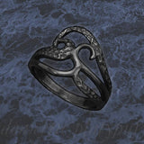 -Brand New "Dark Tides" Ring - Polished & Textured Black Rhodium Plated .925 Sterling Silver-US Size 6-