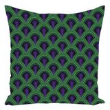 Overlook 237 Throw Pillows - Classic Retro Horror Hotel Carpet Pattern-Double-sided, square spun polyester pillow in your choice of size (14, 16, 18 or 20 inches) and finish: Sewn Pillow (no zipper), Cushion with Removable Zippered Pillowcase or Cover Only. This item is made-to-order. Typically ships in 3-5 days from within the US. Green Purple Teal Halloween Accent-With Zipper-Spun Polyester-16x16 inch-
