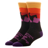 Westworld Sunset True Calling Casual Crew Socks, Officially Licensed -Discover Your True Calling. Live Without Limits beckons marketing text for Delos' Westworld park. indulgence disguised as freedom. The experience scripted to encourage humanity's basest desires/violent delights toward their own violent ends. Officially licensed Westworld socks with bold purple, orange & black sunset. -MULTI-OS-190371769276