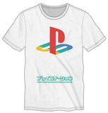 PLAYSTATION Japanese Classic PSX / PS1 Logo Tee, Officially Licensed-Soft and comfortable mens / unisex tee with classic Playstation 1 logo and kanji text.&nbsp; Officially licensed Sony Playstation apparel. This shirt typically ships in 2-3 business days from within the USA. - Retro gaming, 90s nineties 1990s console wars -
