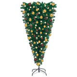 Upside-down Christmas Tree with LED Lights and Ball Set-Unique eye-catching inverted artificial tree puts the focus on special holiday decorations and is ideal for small spaces like apartments and tiny houses. Lifelike shape and appearance, adjustable branches. 4ft 5ft 6ft or 7ft. Durable PVC, steel stand, Kit-Gold-5ft / 59.1"-8720286501023