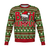 -Funny all-over-print unisex sweatshirt made of soft and comfortable cotton/polyester/spandex blend with brushed fleece interior. Each panel is individually printed, cut and sewn to ensure a flawless graphic that won't crack or peel. 

Mens womens Christmas pullover pug dog puppy xmas holiday pun joke humbug grinch-