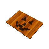 Jackolantern Stripe Doormat - Unique Halloween Pumpkin Face Mat-High quality 23.6 x 15.7in (60x40cm) doormat / floor mat. Professionally printed, durable & colorfast non-woven polyester fiber top, non-slip bottom. Indoor / outdoor use. Free Shipping Worldwide. Funny unique Halloween Jackolantern face striped door mat. Fun spooky fall party decor gift.-