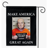 -100% poly poplin-canvas fabric, wash on gentle cycle and hang to dry.12x18", 18x27 or 24x36. Flag hanger / stand not included. Made-to-order in & shipped from the USA.

Make America Great Again... Lock Him Up RESIST Fascist MAGA Criminal Trump For Prison Treason Insurrection American Disgrace protest demand justice -Single-24.5x32.125 inch-Red-