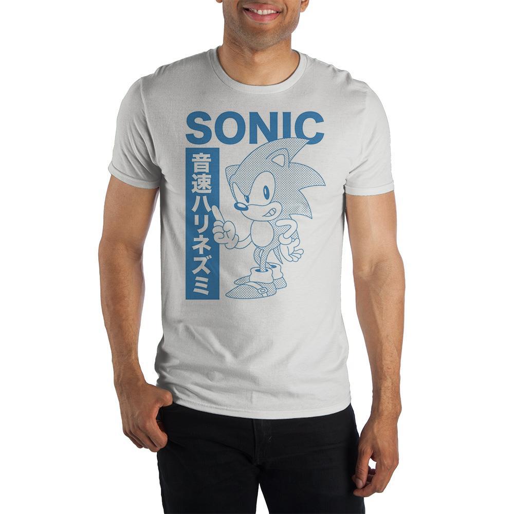 SONIC THE HEDGEHOG Japanese Sonic #1 Graphic Tee, Officially Licensed-Soft and comfortable white unisex / mens tee with high quality retro vintage 90s style Sonic The Hedgehog and kanji text graphic. Genuine, officially licensed SEGA Sonic The Hedgehog apparel. Ships from the USA. - Classic Nineties 1990s SEGA Genesis console wars Japan graphic drawing artwork t-shirt.-WHITE-S-