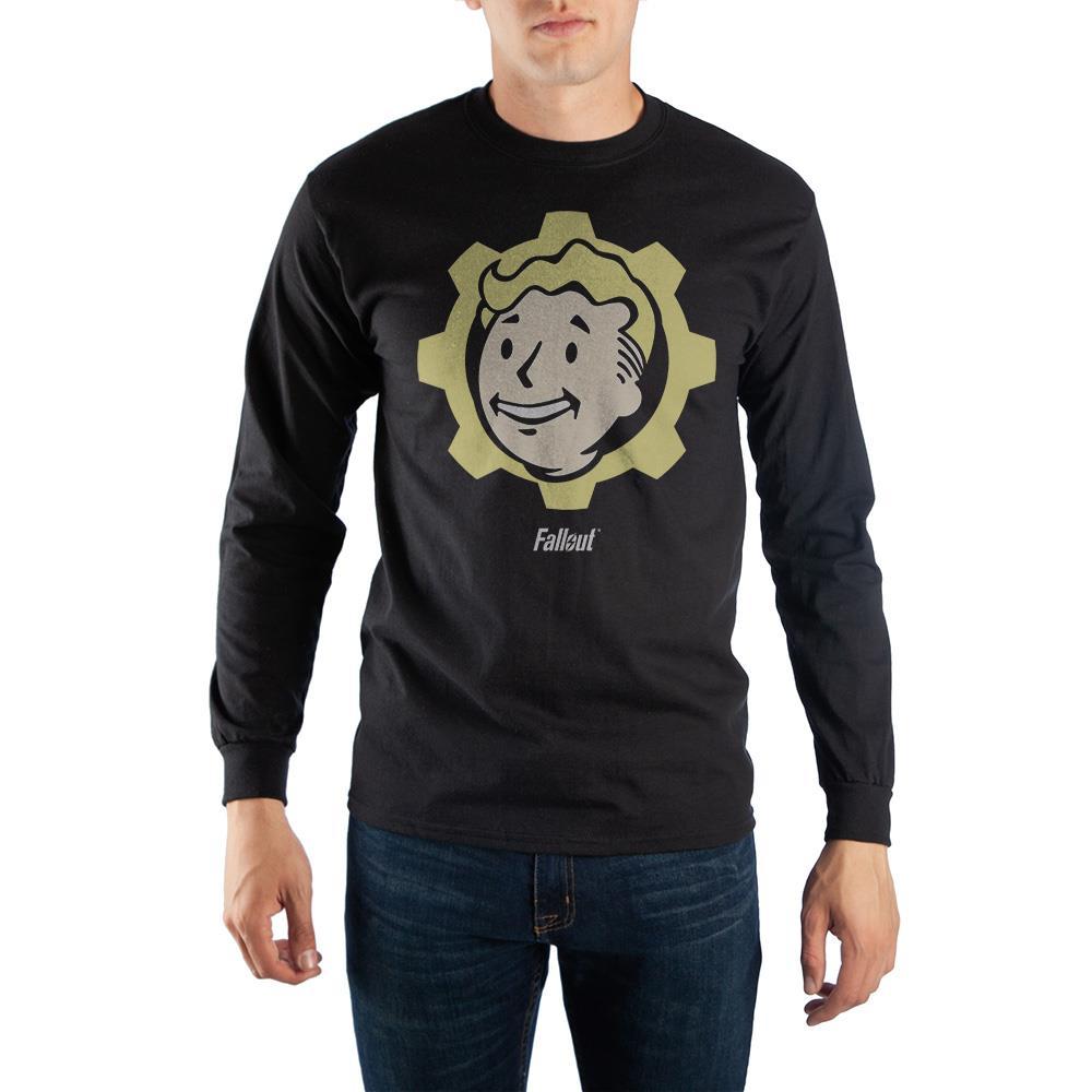 Fallout Black Long Sleeve Vault Boy Tee, Bethesda Officially Licensed-BLACK-S-