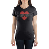 GRAVITY FALLS Juniors Cool Heart Graphic Tee, Officially Licensed-Modeled after one of Mabel's fabulous sweaters, this soft cotton juniors tee features a large heart wearing a pair of cool shades. Add this subtle nod to your fandom to your own fabulous wardrobe.&nbsp; Officially Licensed Disney Gravity Falls apparel. Ships from the USA. Sunglasses Heart Symbol Mystery Shack T-Shirt -BLACK-S-