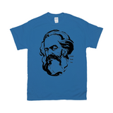 Marx Told You So Shirt, Karl Marx 2020 Democratic Socialist Meme Tee-Classic fitted style unisex tee with seamless double needle collar, taped neck and shoulders, and a double needle sleeve and bottom hem. Facts Matter. Appropriate attire for the Marxist or Democratic Socialist riding the un-flattened curve over the peak of late stage capitalism and the decline of western civilization -Sapphire-Small (S)-