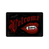 Velcome Mat, Vampiric Welcome Mat / Doormat, Vampire Gothic Home Decor-High quality 23.6 x 15.7in (60x40cm) doormat / floor mat. Professionally printed, durable & colorfast non-woven polyester fiber top, non-slip bottom. Indoor / outdoor use. Free Shipping Worldwide. Funny Velcome Mat, Vampire welcome mat. Fun gothic home decor. Goth vamp housewarming gift, party halloween decor. -