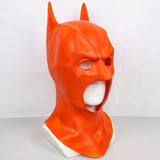 -For the superhero who's not afraid to step out of the shadows! High quality, orange latex mask. Free shipping.

Unique weird wtf bizarre custom DIY paint alternate universe bat man mask cowl retrogamer rave blacklight fluorescent safety orange halloween costume cosplay high visibility gotham traffic cone crossing guard-