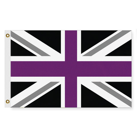UK Asexual Pride Flag LGBTQ LGBTQIA LGBTQX Ace Union Jack Pole Banner-High quality, professionally made polyester Pride flag, single or double sided, grommets or pocket. 2x1/1x2ft,3x2/2x3ft,3x5/5x3ft. Fully customizable by request. Asexual Ace LGBTQ LGBTQIA LGBTQX Rights Equality Protest March Parade Festival Banner. UK United Kingdom Union Jack England Ireland Scotland Wales British -5 ft x 3 ft-Standard-Grommets-706547492352