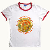 Funny Retro Adventures of Magic Mushroom Ringer Tee Psychedelic Shirt-S-White / Red-