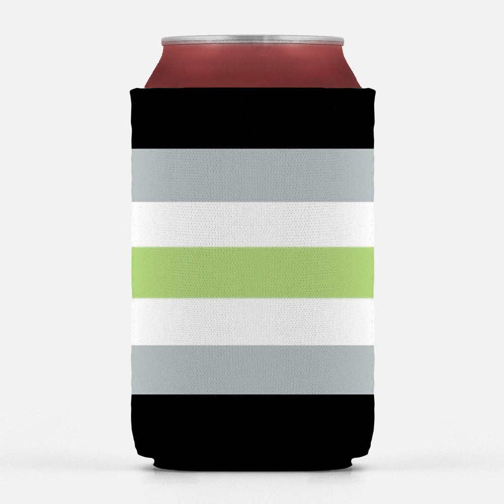 Agender Pride Insulator Sleeve, LGBTQ LGBTQIA LGBTQX Can Cooler-High quality, reusable neoprene beverage insulator sleeve. Fits standard 12oz and 16oz cans or bottles and keeps beverages cold. Easy to clean and foldable for easy storage. Great gift or drink marker for parties. LGBTQ LGBTQIA LGBTQX Agender Nonbinary Genderless Non Null Gender Pride, Rights Equality striped accessory-