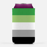 Aromantic Pride Insulator Sleeve, LGBTQ LGBTQIA LGBTQX Can Cooler-High quality, reusable neoprene beverage insulator sleeve. Fits standard 12oz and 16oz cans or bottles and keeps beverages cold. Easy to clean and foldable for easy storage. Great gift or drink marker for parties. LGBTQ LGBTQIA LGBTQX Aromantic Aro Aero Semi Demi Non Romantic Sexuality Pride Equality Righs Accessory-