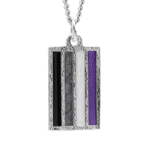 -Jeweler crafted sterling silver Asexual Pride Flag pendant with hand-enameled rainbow stripes, on your choice of chain or leather cord. Brand New in jewelers box. Made in and shipped from the USA. Ace, Asexual Pride Jewelry GiftGLBT, LGBT, LGBTQ, LGBTQ+, LGBTQIA, LGBTQX, LGBTQIA Plus, Platonic LGBTQ Equality -Sterling Silver-24" Stainless Steel Curb Chain-