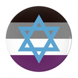 Asexual Jewish Pride Buttons LGBTQIA LGBTQX Intersectional Ace Pin-High quality scratch and UV resistant mylar & metal pinback button. 1.25, 2.25 or 3 inches. Custom Asexual Jewish LGBTQ LGBTQIA LGBTQX Intersectional Asexuality Jew Ace Pride Pinback Badge - Visibility Representation Equality - Sexual identity pin-2.25 inch Round Button-
