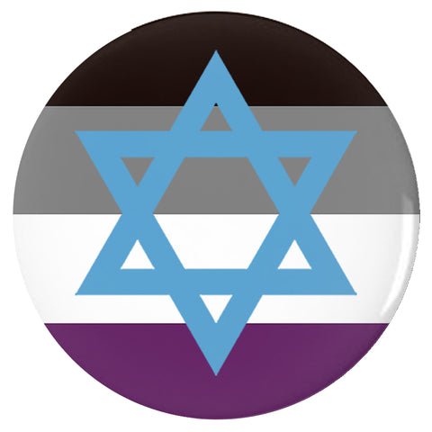Asexual Jewish Pride Buttons LGBTQIA LGBTQX Intersectional Ace Pin-High quality scratch and UV resistant mylar & metal pinback button. 1.25, 2.25 or 3 inches. Custom Asexual Jewish LGBTQ LGBTQIA LGBTQX Intersectional Asexuality Jew Ace Pride Pinback Badge - Visibility Representation Equality - Sexual identity pin-3 inch Round Button-
