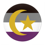 Asexual Muslim Pride Buttons LGBTQX LGBTQIA Intersectional Ace Pin-High quality scratch and UV resistant mylar & metal pinback button. 1.25, 2.25 or 3 inches. Custom Asexual Muslim LGBTQ LGBTQIA LGBTQX Intersectional Ace Pride Pin - Asexuality visibility, representation and equality pinback badge. -2.25 inch Round Button-