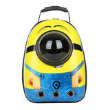 Astro Pet Capsule Carrier Cat Backpackm Window Travel Bag Ferret Dog-Sturdy, stylish and comfortable space capsule shaped pet carrier with large window. Well ventilated so your pets can breathe easy. Spacious yet compact. Fits most cats up to 13lbs / 6kg, small dogs up to 11lbs / 5kg with room to sit or lay down. Also great for ferrets. Internal clip to prevent kitties & puppies from jumping out when bag opens-Minion-
