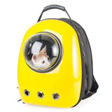 Astro Pet Capsule Carrier Cat Backpackm Window Travel Bag Ferret Dog-Sturdy, stylish and comfortable space capsule shaped pet carrier with large window. Well ventilated so your pets can breathe easy. Spacious yet compact. Fits most cats up to 13lbs / 6kg, small dogs up to 11lbs / 5kg with room to sit or lay down. Also great for ferrets. Internal clip to prevent kitties & puppies from jumping out when bag opens-Yellow-