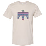 Aztec Eagle Retro Graphic Tee, Unisex-Vintage faded tees with a modern twist! Ultra-soft premium triblend or 50/50 poly cotton unisex shirts. Eco-friendly, water-based ink that directly dyes the fabric for a retro, soft to the touch print. Ships from the USA. Aztec American Southwest southwestern Arizona AZ New Mexico NM Texas TX Oklahoma OK California CA -Unisex L-Oatmeal-