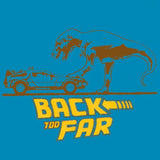 -Soft 100% ringspun cotton fitted women's / juniors graphic tee. Designed and professionally silkscreen printed in the USA. Typically ships in 2-3 business days. Jurassic BTTF mash-up parody shirt.-Small-Sky Blue-